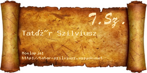 Tatár Szilviusz névjegykártya